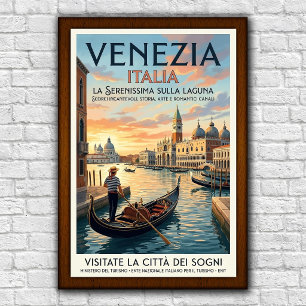 Vintage reisposter Venetië, Italië jaren '60 Poster