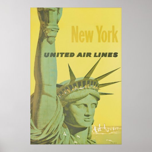 Vintage Reisposterprint New York, Standbeeld Poster (Voorkant)