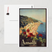 Vintage reisreis Italië, Amalfi - Briefkaart (Voorkant / Achterkant)