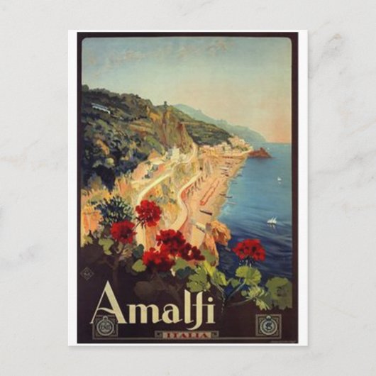 Vintage reisreis Italië, Amalfi - Briefkaart (Voorkant)