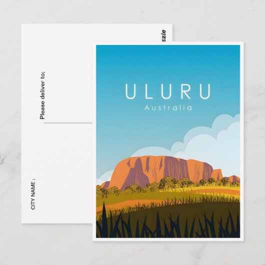 vintage reisretro Uluru Australië Australië Briefkaart (Voorkant / Achterkant)