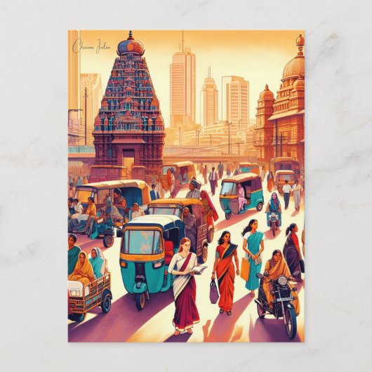 Vintage reisstad Chennai India vakantie retro Briefkaart (Voorkant)