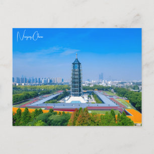 Vintage reisstad Nanjing China Tower vakantie Briefkaart