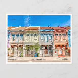 Vintage reisstad Singapore skyline retro Briefkaart