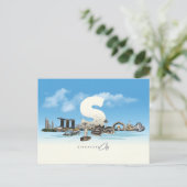 Vintage reisstad Singapore skyline retro Briefkaart (Staand voorkant)