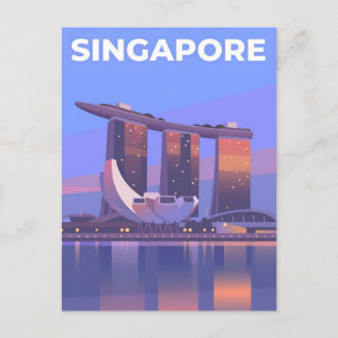 Vintage reisstad Singapore skyline retro Briefkaart