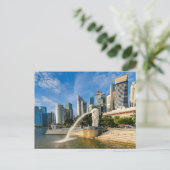 Vintage reisstad Singapore skyline retro Briefkaart (Staand voorkant)