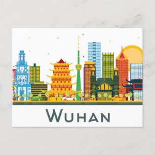 Vintage reisstad Wuhan China Chinese vakantie Briefkaart