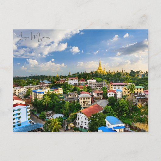 Vintage reisstad Yangon Myanmar Boeddhisme Altaar Briefkaart (Voorkant)