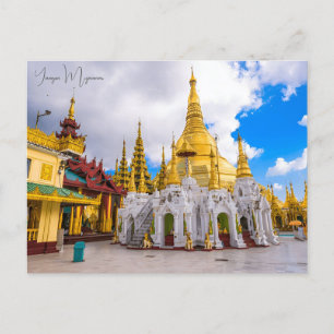 Vintage reisstad Yangon Myanmar Boeddhisme Altaar Briefkaart