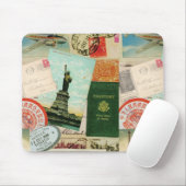 Vintage reisstempels en briefkaarten mousepad muismat (Met muis)