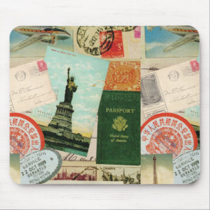 Vintage reisstempels en briefkaarten mousepad muismat