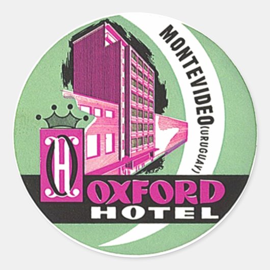 Vintage reisstickers - Montevideo Uruguay O Hotel Ronde Sticker (Voorkant)