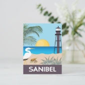 vintage-reisstijl Sanibel Island Florida Briefkaart (Staand voorkant)