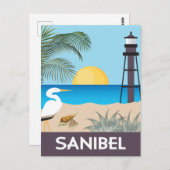 vintage-reisstijl Sanibel Island Florida Briefkaart (Voorkant / Achterkant)