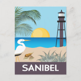 vintage-reisstijl Sanibel Island Florida Briefkaart