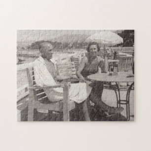 Vintage reist oude sepia foto Cannes France 1930s Legpuzzel