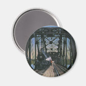 Vintage-reistrein op brug magneet (Voorkant / Achterkant)