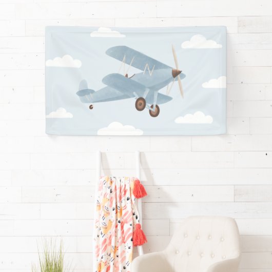 Vintage Reisvliegtuig Verjaardag Spandoek (Insitu)