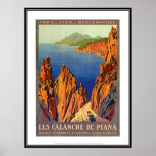 Vintage reisweg Corsica - Poster