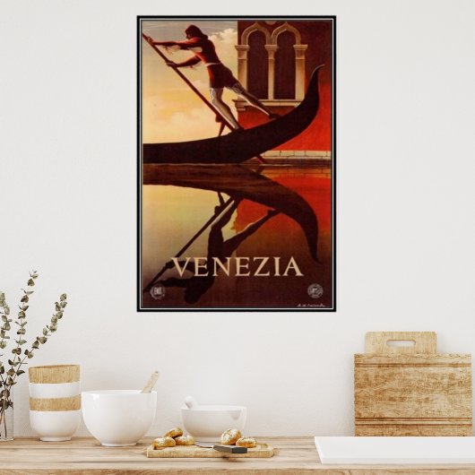 Vintage reisweg Italië, Venetië - Poster (Keuken)