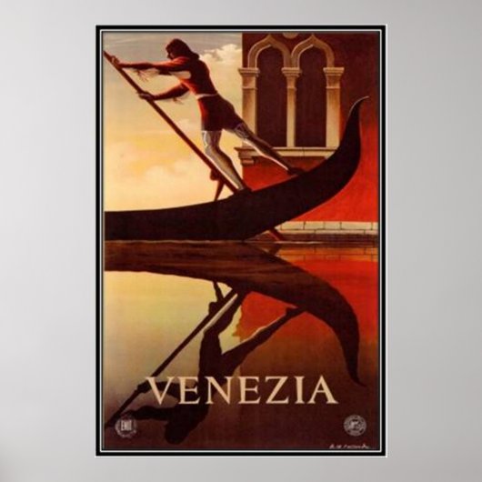 Vintage reisweg Italië, Venetië - Poster (Voorkant)