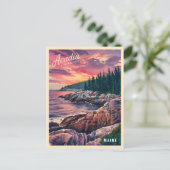 Vintage reizen Acadia National Park Maine Seaside Briefkaart (Staand voorkant)