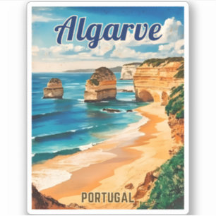 Vintage Reizen Algarve Portugal Kustkust Sticker