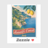 Vintage Reizen Amalfi Kust Italië Retro Schilderac Sticker (Vel)