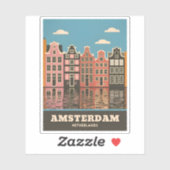 Vintage Reizen Amsterdam Nederland Kanaalhuizen Sticker (Vel)