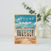 Vintage reizen Athene Griekenland Parthenon Retro Briefkaart (Staand voorkant)