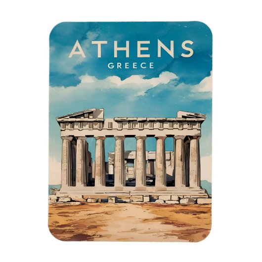Vintage reizen Athene Griekenland Parthenon Retro Magneet (Verticaal)
