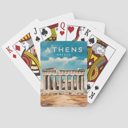 Vintage reizen Athene Griekenland Parthenon Retro Pokerkaarten (Achterkant)