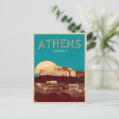 Vintage Reizen Athene Griekenland Retro Schilderac Briefkaart (Staand voorkant)