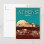 Vintage Reizen Athene Griekenland Retro Schilderac Briefkaart (Voorkant / Achterkant)