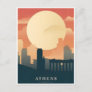 Vintage Reizen Athene Griekenland santorini retro Briefkaart