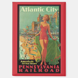 Vintage Reizen, Atlantic City Resort Strand Blondi Magneet