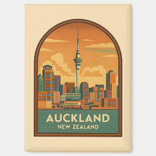 Vintage Reizen Auckland Nieuw-Zeeland City Retro Magneet