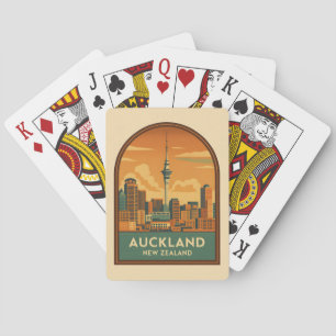 Vintage Reizen Auckland Nieuw-Zeeland City Retro Pokerkaarten