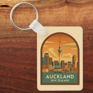 Vintage Reizen Auckland Nieuw-Zeeland City Retro Sleutelhanger