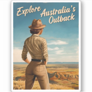 Vintage Reizen Australië Outback Retro Schilderach Sticker