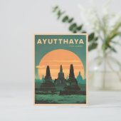 Vintage Reizen Ayutthaya Thailand Retro Schilderac Briefkaart (Staand voorkant)