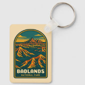 Vintage Reizen Badlands Nationaal Park Retro Schil Sleutelhanger (Achterkant)
