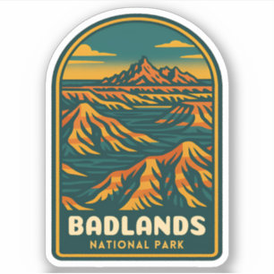Vintage Reizen Badlands Nationaal Park Retro Schil Sticker