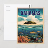 Vintage Reizen Bahama's Onderwater Retro Schildera Briefkaart (Voorkant / Achterkant)