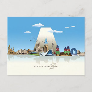 Vintage reizen Bakoe Azerbeidzjan City Castle Briefkaart