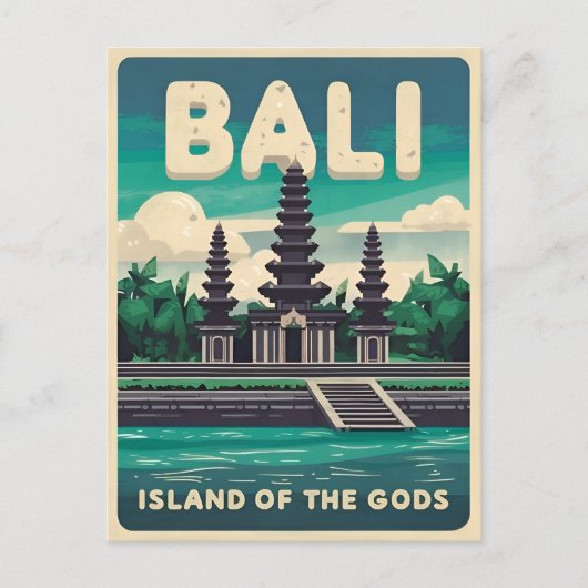 Vintage Reizen Bali Indonesië Retro Graphic Briefkaart (Voorkant)