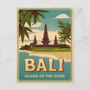 Vintage Reizen Bali Indonesië Retro Graphic Briefkaart