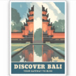 Vintage Reizen Bali Indonesië Tempelpoort Retro Sticker<br><div class="desc">Ervaar het tropische paradijs van Bali met dit op retro reizen geïnspireerde ontwerp met de iconische tempelpoorten van het eiland. Dit stuk is doordrenkt met nostalgische vibes en charme en legt de essentie van de tijdloze charme van Bali vast in een retro-minimalistische stijl die de esthetiek van het midden van...</div>