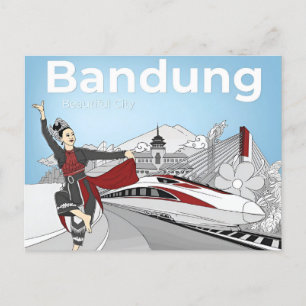 vintage reizen Bandung Indonesië vakantie stad Briefkaart